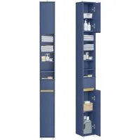 SoBuy Badkommode BZR34-II, Badschrank schmal, Badezimmermöbel, Wasserabweisender, Badzimmerschrank mit verstellbare Ablagen Badkommode schmal Badezimmer