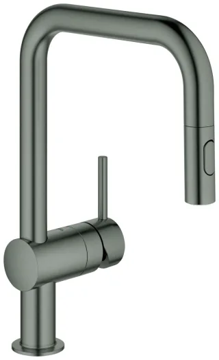 GROHE EH-Spültischbatterie Minta 32322 U-Auslauf Spülbrause hard graphite geb., 32322AL2 32322AL2
