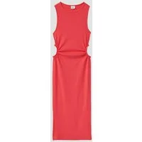 s.Oliver Midikleid Kleid Geripptes Midi-Kleid mit Cut-out und Schlitz