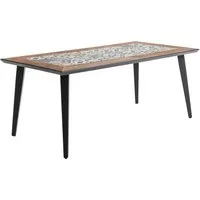 Dehner Gartentisch Lissabon, 6 Sitzplätze, 178.5 x 74 x 88.5 cm, Aluminium / Keramik, mit mediterranem Mosaik auf der Tischplatte