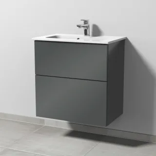 Sanipa 3way Waschtischunterbau zu Duravit ME by Starck Waschtisch mit 2 Auszügen, Anthrazit-Glanz SF72279