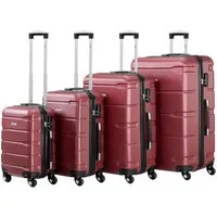 Zelsius Kofferset 4 Stück, Rot, ABS Hartschalenkoffer mit Zahlenschloss, 4 Rollen, (Set, 4 teiliges Kofferset)