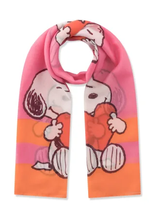 Peanuts Schal aus recyceltem Polyester mit Snoopy-Motiven pink - Gr. - one size