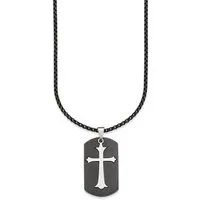 Bruno Banani Kette mit Anhänger Schmuck Geschenk Halskette Kreuz Venezianerkette Silber Schwarz