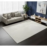 Vimoda Teppich Wohnzimmer Boho Design dünn kurzflur teppich, Rechteckig, Höhe: 6 mm, Hoch Tief Effekt 3D Teppich, in Creme, Grau &Taupe Läufer Schlafzimmer