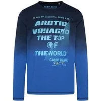 CAMP DAVID Langarmshirt Dip Dye mit Label Prints flight blue