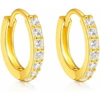 LÖB Paar Creolen 18K Gold vergoldet Ohrringe Zirkonia Glitzer Steine Creolen Klein Rund (Geschenke für Frauen Beste Freundin Mutter Mama Damen Ehefrau sie zum Geburtstag Ostern Muttertag Muttertagsgeschenk, Inkl. Schmuckbox), Klappcreolen Kreolen Hug