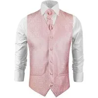 Paul Malone Anzugweste Herren Hochzeitsweste mit Plastron Set 2tlg barocke rosa (Set, 2-tlg., mit Weste und Plastron) altrosa V366, Gr. 50 (S)