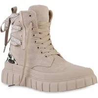 VAN HILL 841579 Sneaker Damen Sneaker High Schnürer Prints Profil-Sohle Freizeit