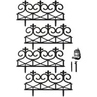HTI-Living Beetumrandung Rasenkante 480 cm mit Solarlichterkette, LxH: 60x32.5 cm, Set, 8 Zaunelemente inkl. Solarlichterkette, Beeteinfassung Beetumrandung Zierzaun