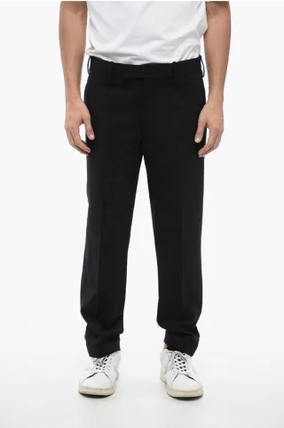 Regular Rise METAL HEM Wollmischungshose in Schwarz