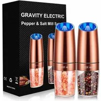 Sweet Alice Gewürzmühle Salz und Pfeffermühle Elektrisch LED Beleuchtung, Stufenloser Mahlgrad Batterie betrieben, (2 Stück), Salzmühle und Pfeffermühle Set