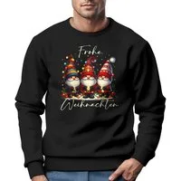 MoonWorks Sweatshirt Sweatshirt Herren Weihnachtspullover Wichtel Aufdruck Frohe