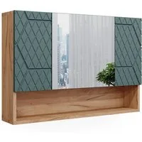 Vicco Badezimmerspiegelschrank Irma, Goldkraft Eiche/Grün, 80.1 x 55 cm (1-St)