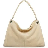 Caspar Schultertasche Damen Veloursleder Handtasche Klassisch - PREMIUM LINE - Modell No.838, 100% italienisches Leder, samtig weich, angenehmer Tragekomfort