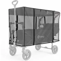 Sekey Kinderwagen-Insektenschutz Fliegengitter Moskitoschutz für Bollerwagen Faltbar mit Dach, Schwarz, Fliegenvorhang mit vier Reißverschlüssen, 110 x 60 x 75 cm