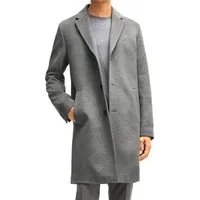 Keskin Collection Kurzmantel Edler Mantel Wolloptik Flexibler Stoff Modern-fit Grau Kurzmantel Reverskragen
