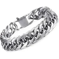 Ware aus aller Welt Panzerarmband Edelstahl Kuba Armband massive Armkette Edelstahlarmband, hochglanzpoliert, Rostfrei