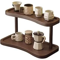 BlingBin Ablageregal Tassenregal Kaffeetassenständer mit 2 Ebenen, Kaffeestation Organizer, 1er Set 1-tlg., Coffee Mug Stand, für Tee- und Kaffeebar-Zubehör, Tassen Präsentation