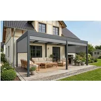 MCW Terrassendach Pergola Terrassenvordach Terrassenüberdachung 6x3m Lamellen Seitenwand
