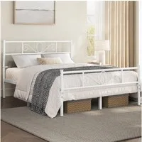 Yaheetech Bettgestell Metallbett mit Kopfteil, Einzelbett/Doppelbett Metallbettrahmen, 90/140/160 cm (B)