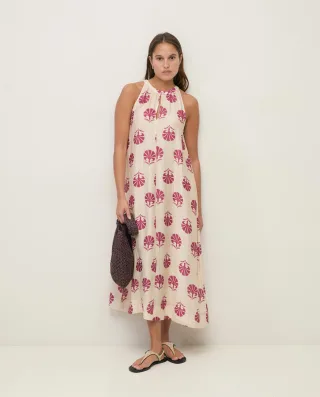 yerse - Kleid mit Muster beige/pink - Gr. - XS