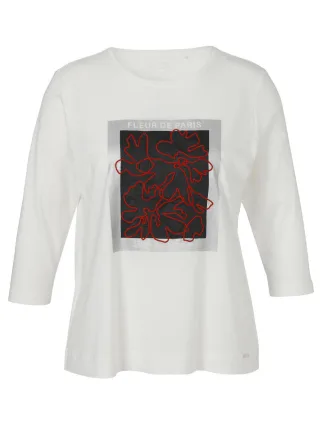 VIA APPIA DUE - T-Shirt Rundhals 3/4 Arm mit Motiv weiß - Gr. - 44