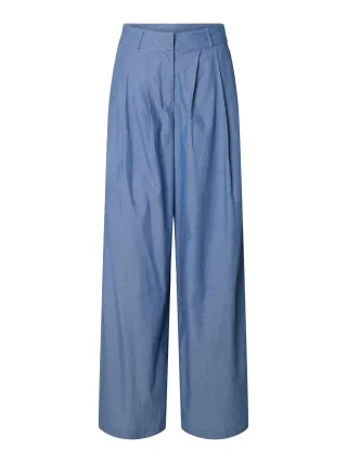 selected women - SLFKIRA-JANNA HW PLEATED PANT B Dark Blue - Gr. - 40