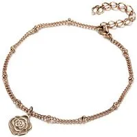 Firetti Fußkette Schmuck Geschenk Körperschmuck Blume - Rose, Ankerkette