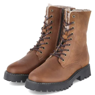 Fräulein Frida Schnürstiefel  Braun - Gr. 36 -  Textil