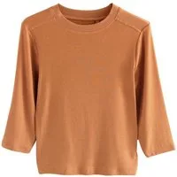 Next 3/4-Arm-Shirt Geripptes Rundhalstop mit ellbogenlangen Ärmeln (1-tlg)