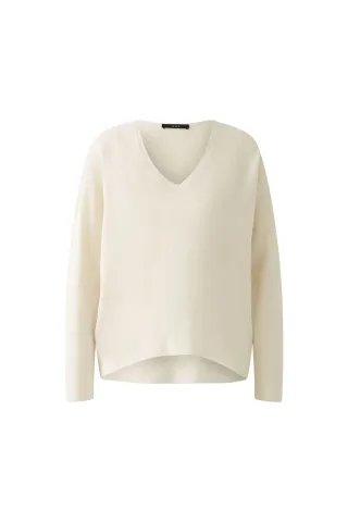 Oui - Pullover Viskosemischung offwhite - Gr. - 40