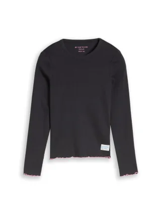 tom tailor kids - Langarmshirt mit Rippstruktur coal grey - Gr. - 164