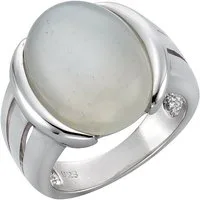 Zeeme Fingerring Silber 925 rhodiniert mit echtem Mondstein 16x12mm