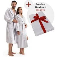 OTTO home Unisex-Bademantel Fenya, 330 g/m², Premium, Hotelbademantel, Morgenmantel, Sauna & Spa, Langform, Veloursfrottier, Kapuze, Gürtel, Reißverschlusstaschen, weich mit GRATIS-Zugabe: 1x Duschtuch 70x140 cm