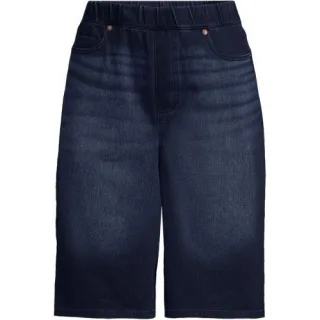 Starfish Knit Denim Bermuda-Shorts 30 cm, Damen, size: regular, Blau, Baumwoll-Mischung/Polyester-Mischung, by Lands' End