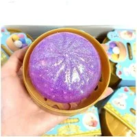 OLi Jumboball Realistisches Glitzer Knödel-Quetschspielzeug mit Bambus-Dampfgarer, Stressabbau-Spielzeug Dumpling-Squishy