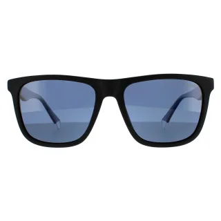 Polaroid Square Unisex Schwarz Transparent Blau Blau Polarisierte Sonnenbrille