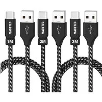 Alpha Electronics 3er Set USB C Datenkabel SCHNELL Ladekabel Smartphone-Kabel, USB-C, USB Typ C, USB Typ A, für Huawei, Xiaomi, Samsung, Apple, Honor uvm 1M 2M 3M