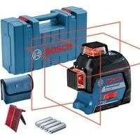 Linienlaser GLL 3-80 Professional, Kreuzlinienlaser blau/schwarz, Koffer, rote Laserlinien