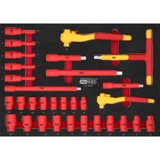 KS Tools 3/8"+1/2" Isolierter Steckschlüssel-Satz mit Drehmomentschlüssel in Schaumstoffeinlage, 31- - 117.6131
