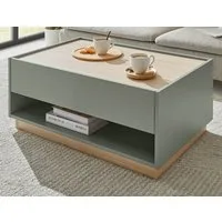 Furn.Design Couchtisch Center (Wohnzimmer Tisch in Salbei Grün mit Eiche, 90 x 60 cm), mit Schublade und Stauraum