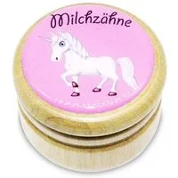 GICO Zahndose Milchzahndose Einhorn Zahndose Milchzähne Holz 44 mm Einhorn 7011, Bilderdose für Jungen und Mädchen