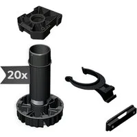 siwitec Möbelfuß 20 x Sockelfuss Komplett-Set, Schwarz, 80 mm inkl. Blendenhaltern und, (20-St), Höhenverstellbar, Set
