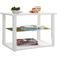 VCM Couchtisch Wanilo M 45x65x45cm, Holz Beistelltisch mit ESG-Sicherheitsglas