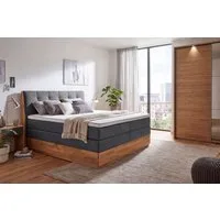 OTTO home Boxspringbett Alleea, Doppelbett, Polsterbett, Federkernbett, Komforbett, 160/180 cm, inkl. Topper, zwei Bettkästen, Taschen-Federkernmatratze, Härtegrad 3