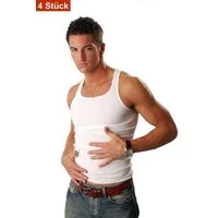 Cocain underwear Unterhemd Ripp Herren Unterhemd weiss Doppelripp grob gerippt 100% Baumwolle (Spar-Pack, 4-St) ohne Seitennähte - auch in Übergröße erhältlich, 100% Baumwolle