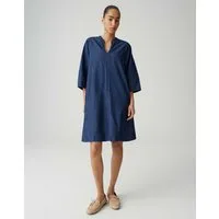 OPUS Minikleid Wonema aus Chambray mit lockere Passform abgesteppte Teilungsnähte, Nahttaschen in der Seite
