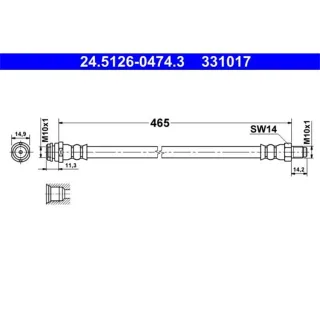 ATE Bremsschlauch vorne Mercedes A-Klasse W169 B-Klasse W245