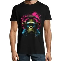 Youth Designz Print-Shirt Affe mit Headset Herren T-Shirt mit lustigen Motiv